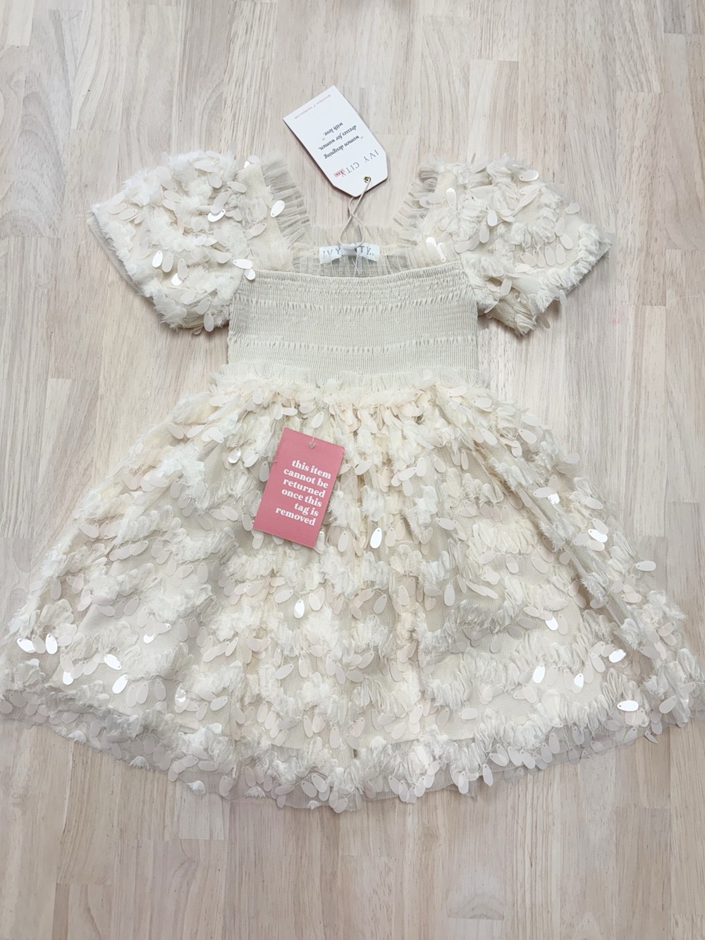 New Ivy City cream tulle sequins dress